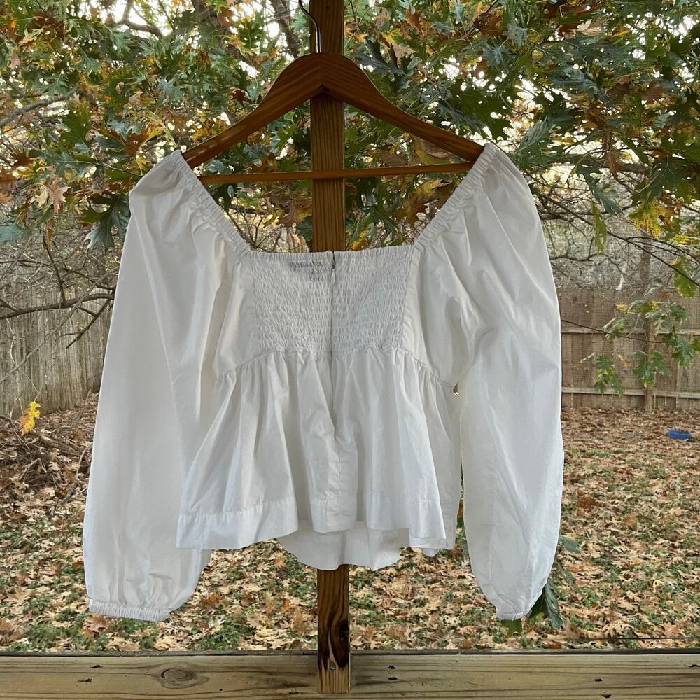 J.Crew Women's Square Neck Cotton Poplin Top White Size 10 - Picture 3 of 10
